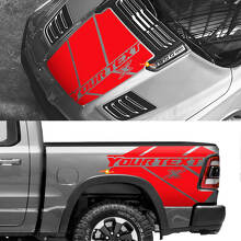 Kit adesivi in vinile personalizzati per cofano e strisce laterali posteriori per Dodge Ram 1500 Rebel_3