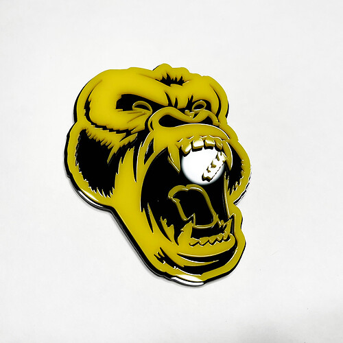 Distintivo 3D personalizzato GORILLA FENDER FENDER BASSO FINER GRIGLE EMBLEME NERO E GIALLO
