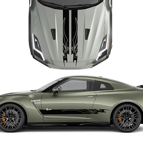 Cappuccio e lati dual di grafica tribale kit decalcomania per Nissan GT-R
 1
