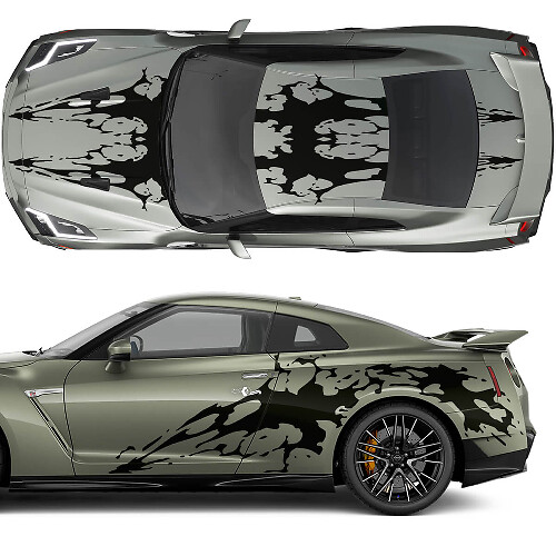 Cappuccio e lati a doppia ematica Strips Decal Kit per Nissan GT-R
