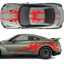 Cappuccio e lati a doppia ematica Strips Decal Kit per Nissan GT-R
 2