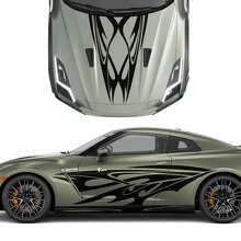Kit Adesivi Tribal Graphics per Cofano e Fiancate per Nissan GT-R_2