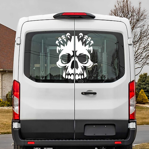 Ford Transit Porta posteriore Skull Skull Decal Adesivo
