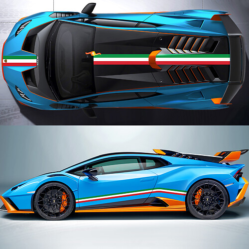 Coppia Lamborghini Urus 2021 2022 2023 Linee tetto del cofano laterale bandiera italiana Stripes Decal Decal Graphics

