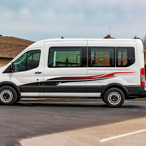 Adesivo in Vinile con Grafiche a Strisce Laterali Gradienti Fiamma per Ford Transit