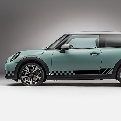 Decal grafico a scacchi con corse laterali per Mini Cooper S 5
