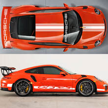 Adesivo Kit Hood Roof Tail Spoiler Stripes Martini Style Decal adesivo per Porsche 991 GT3 Rs
 2