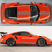 Adesivo Kit Hood Roof Tail Spoiler Stripes Martini Style Decal adesivo per Porsche 991 GT3 Rs
 3