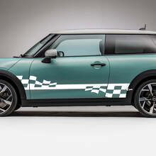 Adesivo Grafico a Strisce a Scacchi da Lato Flag Side Racing per Mini Cooper S 2