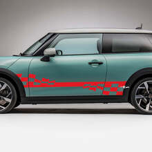 Adesivo Grafico a Strisce a Scacchi da Lato Flag Side Racing per Mini Cooper S 3