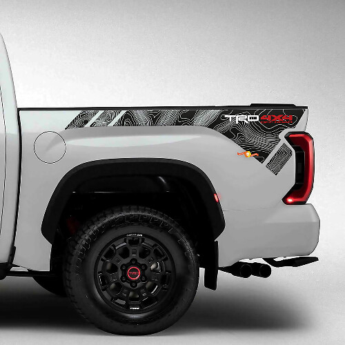 Adesivi in Vinile da Comodino con Mappa Topografica Stile TRD per Toyota Tundra