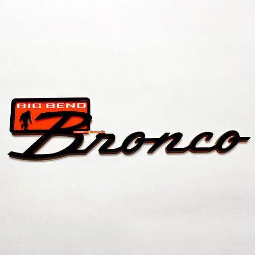 Bronco Big Bend Fender Badges Emblema del portellone del portellone 3D Black Black vs Orange
