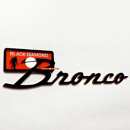 Bronco Black Diamond Fender Badges Emblema Tailgate Emblema 3D Black Vs Orange
