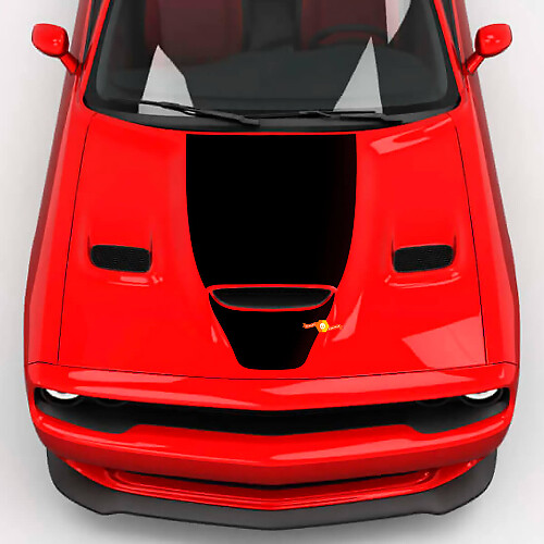 Wrap Wrap Hood Central Hemi Cappuccio Blackout Decal Vinyl Decal per Dodge Challenger
