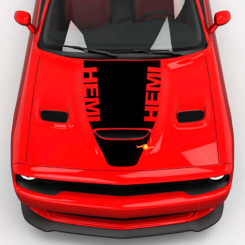 Wrap Wrap Hood Central Hemi Cappuccio Blackout Vinil Decal Adesivo per Dodge Challenger 2
