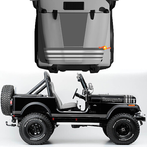 Kit of Hood Fender Jeep Renegade CJ7 adesivi in ​​vinile decalcomanie Linee grafiche Stile Scegli Scegli i colori
