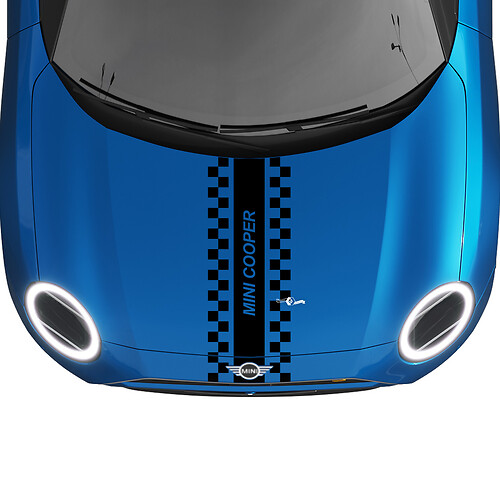 Hood a scacchi corse centrali rally rally decal graphics sticker per mini cooper s
