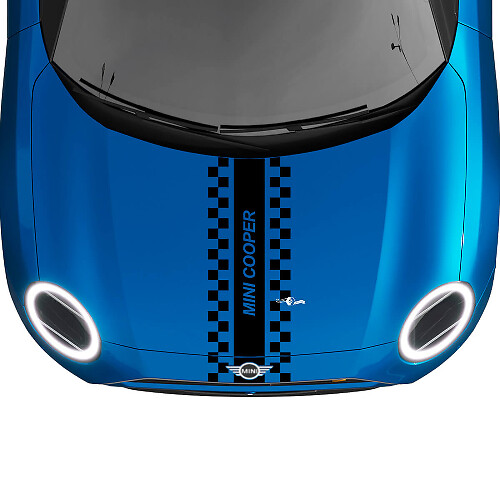 Adesivo grafico a scacchi da corsa a strisce centrali per MINI Cooper S
