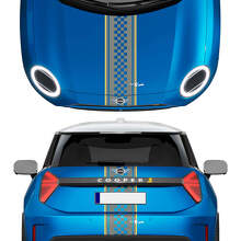 Calco e strisce posteriori a scacchi Mini Cooper Vinyl Graphics Decal Adesivo per Mini Cooper S
 2