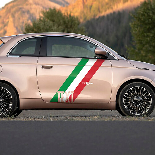 Adesivi personalizzati a striscia bandiera per porte, grafiche laterali a strisce per Fiat 500