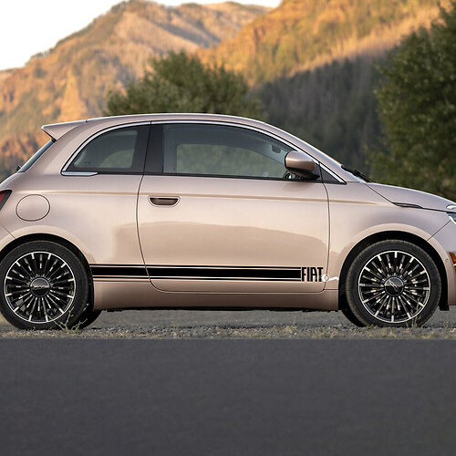Strisce grafiche laterali a strisce a strisce di bilancini per Fiat 500 2
