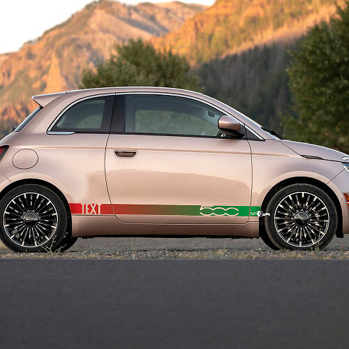 Striscia decalcomania sfumata colorata personalizzata per i pannelli sottoporta, strisce grafiche laterali per Fiat 500