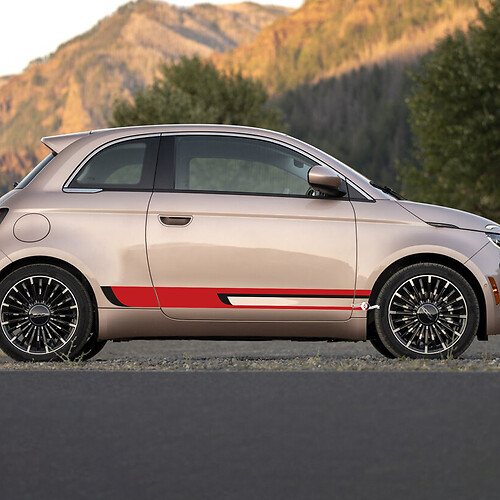 Pannello di bilanciere due strisce grafiche laterali a strisce di colore per Fiat 500
