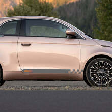 Adesivo Grafico Fascia Laterale a Scacchi per Modanatura Fiat 500 2