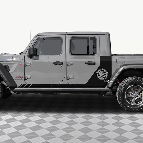 STAR MILITALE US Bandiera US Porte posteriori laterale Adesivo per decalcomania in vinile Fit Jeep Gladiator
