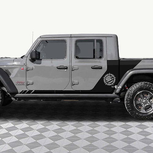 Sticker adesivo in vinile per portiere posteriori con bandiera stellata militare USA adatto a Jeep Gladiator 2
