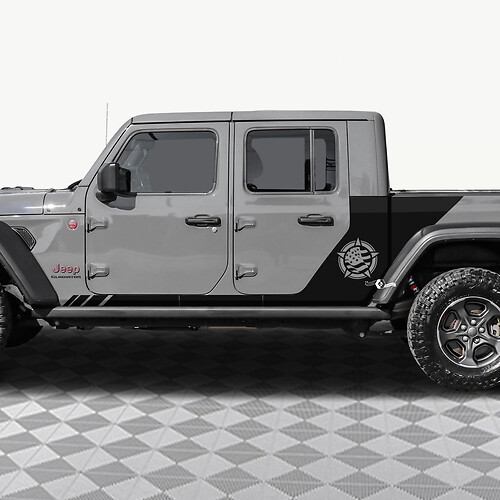STAR MILITALE US Bandiera US Porte posteriori laterale Adesivo per decalcomania in vinile Fit Jeep Gladiator 2
