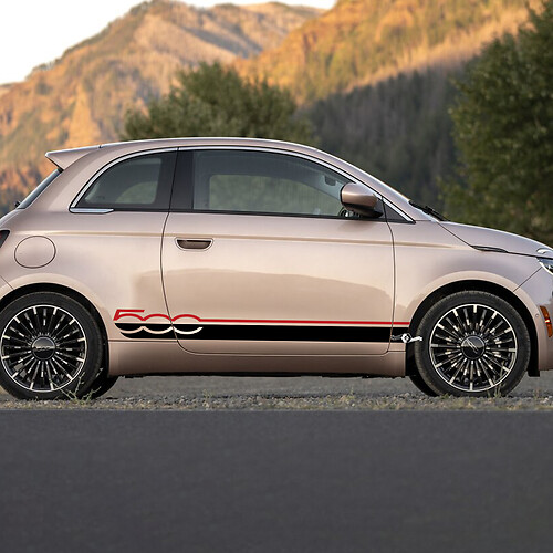 Pannello a bilanciere 500 Stripe grafiche laterali a strisce per Fiat 500 2 colori
 1