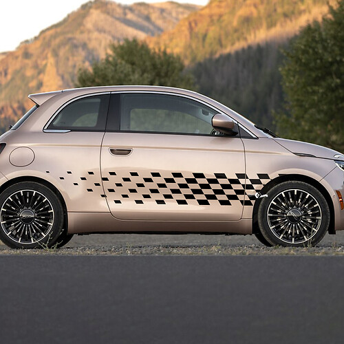 Stripe grafiche laterali a scacchi pannelli a scacchi per la Fiat 500
 1