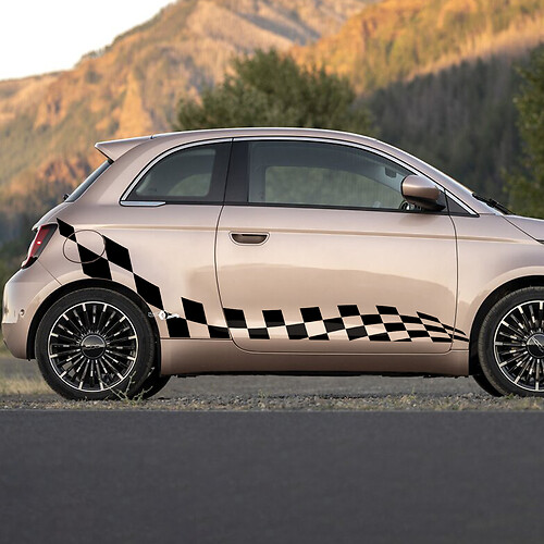 Strisce grafiche laterali a scacchi bandiera a scacchi per Fiat 500 2
