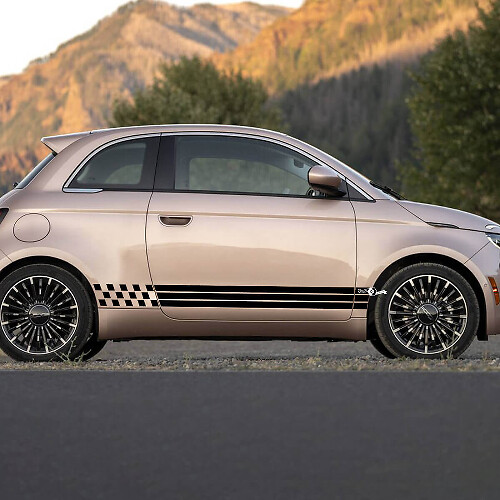 Pannello Rocker Pannello a scacchi a scacchi Porte di decalcomania Stripe grafiche per Fiat 500
