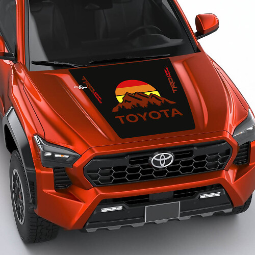 TRD fuoristrada Montagne Vintage Retro Strisce Heritage Adesivo Avvolgente Cappuccio per Toyota Tacoma 4a generazione
