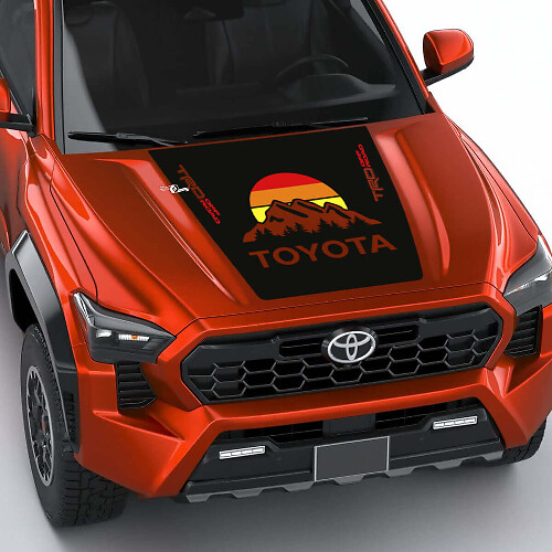 TRD fuoristrada Montagne Vintage Retro Strisce Heritage Adesivo Avvolgente Cappuccio per Toyota Tacoma 4a generazione
