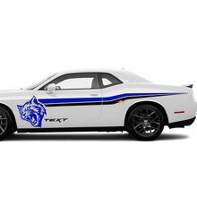 Kit di Adesivi in Vinile a Strisce Laterali Stile Wildcat per Dodge Challenger Charger_2