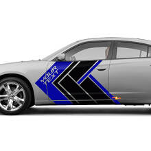 Kit di Adesivi in Vinile a Fasce Laterali Stile Geometrico con Lettere Personalizzate per Dodge Charger_2