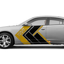 Kit di Adesivi in Vinile a Fasce Laterali Stile Geometrico con Lettere Personalizzate per Dodge Charger_3