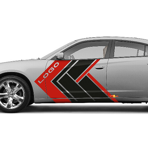 Kit di Adesivi in Vinile con Strisce Laterali Geometriche e Logo Personalizzato per Dodge Charger