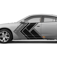 Kit di Adesivi in Vinile con Strisce Laterali Geometriche e Logo Personalizzato per Dodge Charger_3