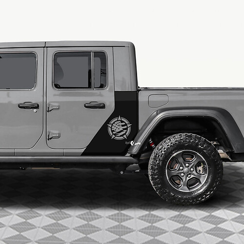 Sticker in vinile per portiere posteriori con bandiera a stelle US Military Star adatto a Jeep Gladiator 3
 1