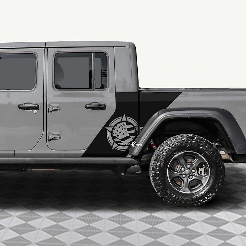 Adesivo Vinile Decalcomania 2 per Porte Posteriori con Bandiera USA Military Star per Jeep Gladiator