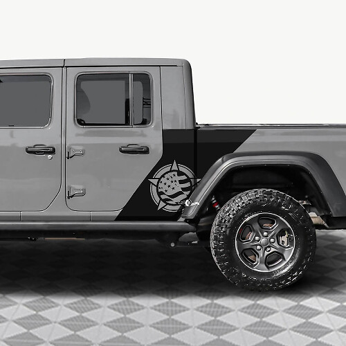 Sticker in vinile per portiere posteriori Jeep Gladiator 4 con bandiera stellata militare USA
