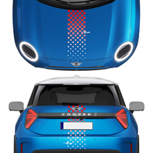 Cappuccio e strisce a scacchi sfumate posteriori Adesivi in vinile per Mini Cooper S
 2
