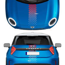 Cappuccio e strisce a scacchi sfumate posteriori Adesivi in vinile per Mini Cooper S
 2