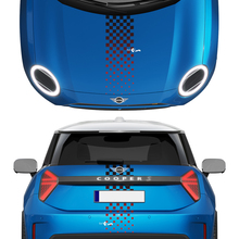Cappuccio e strisce a scacchi sfumate posteriori Adesivi in vinile per Mini Cooper S
 3