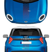Cappuccio e strisce a scacchi sfumate posteriori Adesivi in vinile per Mini Cooper S
 3