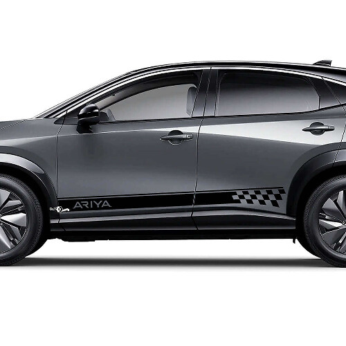Kit Adesivi Strisce Accento Logo da Corsa a Quadretti ai Lati per Nissan ARIYA